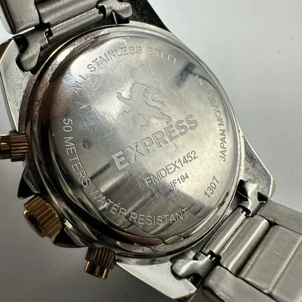 Express Watch Women Rose Gold Silver Tone Crystal Accent Bezel New Battery 6.75
